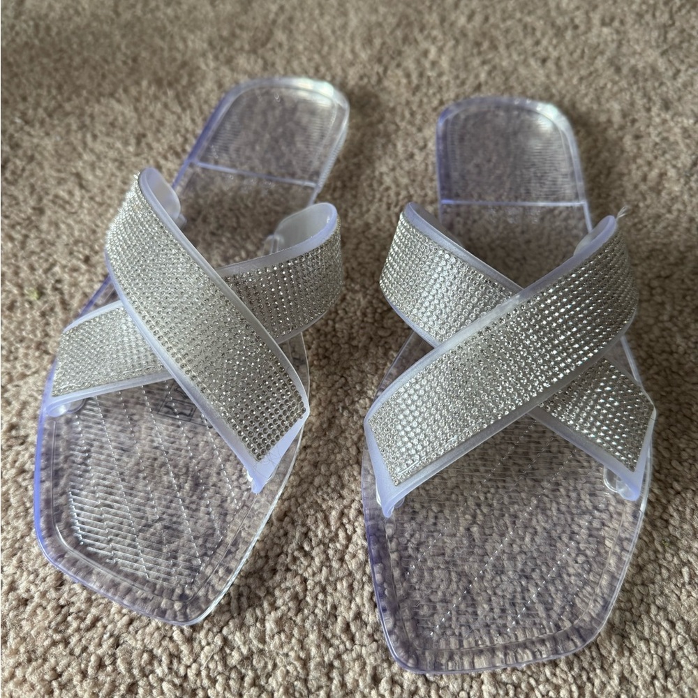 Nicole Miller Silver Rhinestone Sandals